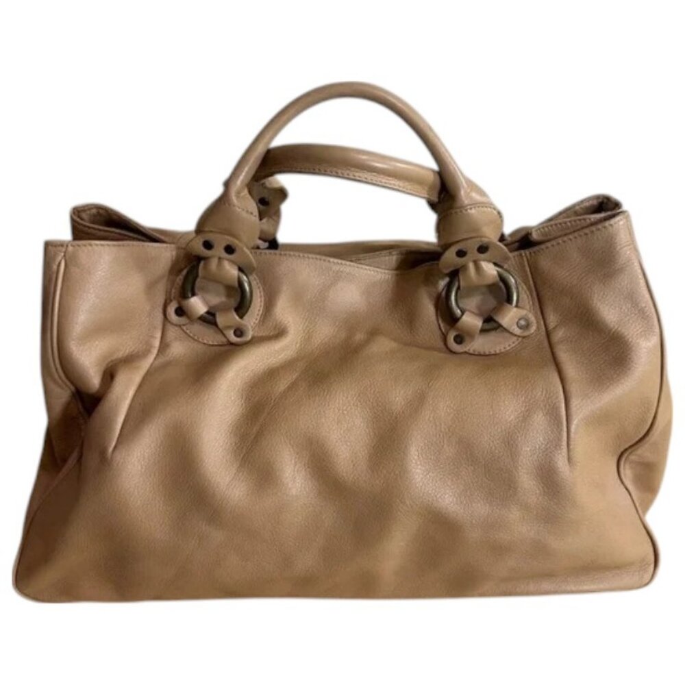 Falor taupe Italian leather hand/shoulder bag